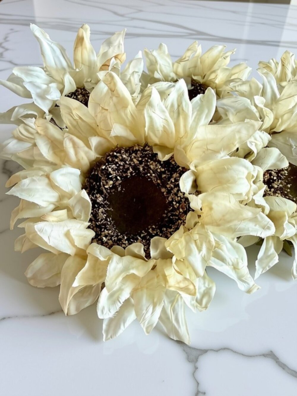 Cream Faux Sunflower Picks - Set of 5